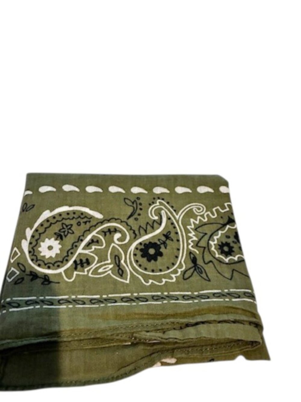 Olive Green Bandanna Scarf Handkeechief - Picture 2 of 3